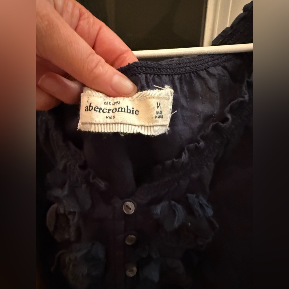 Abercrombie Vintage Y2K Navy Ruffled Top - Picture 3 of 5
